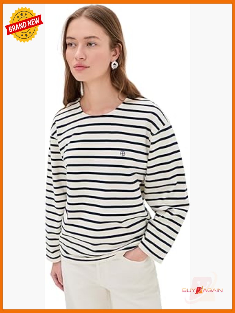 Large Striped Cotton T-Shirt With Embroidered Logo Detail